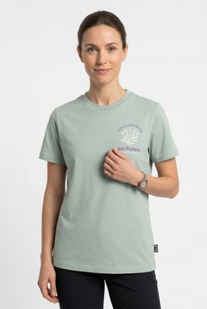 Jack Wolfskin T-Shirt JACK WOLFSKIN CAREFREE T W, Damen, Gr. L (42/44), plant gr&uuml;n, Obermaterial: 100% Baumwolle, normal, Rundhals, Shirts T-Shirt
