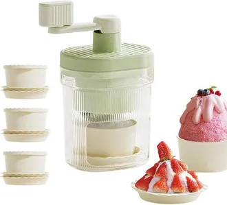 OEM Juego De M&aacute;quina De Helados - M&aacute;quina Para Hielo Picado - Preparaci&oacute;n De Bebidas - Manual Con Manivela - 14 X 24 Cm - Blanco