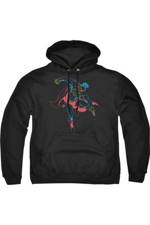 Gildan Superman Neon Superman Adult Pull Over Hoodie / Hooded Sweatshirt