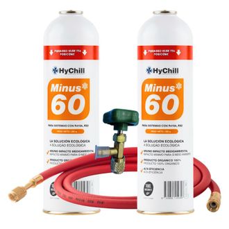 OEM Pack 2 Minus 60 350g Sustituto Org&aacute;nico R410a R32 Kit Con Llave Y Manguera Gas Ecol&oacute;gico Para Climatizaci&oacute;n