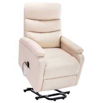 vidaXL Sill&oacute;n De Masaje Elevable Tela Color Crema Vidaxl