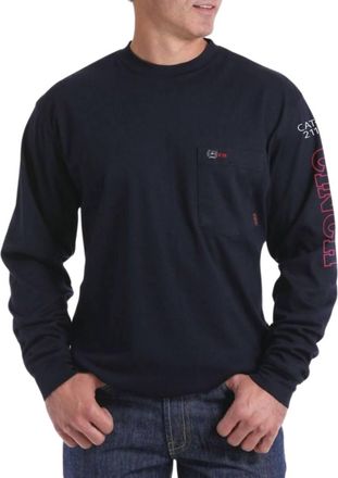 Cinch Mens Flame Resistant Tee Long Sleeve Shirt In Navy