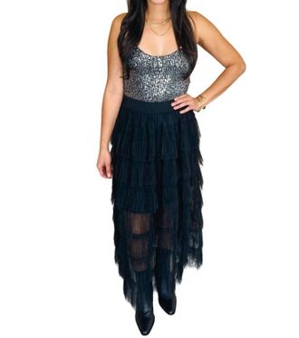 Elan Veronica Top In Black/silver