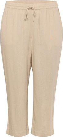 Kaffe Curve Dames, Broeken, Beige, Maat: 7XL Linnen