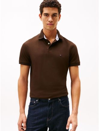 Tommy Hilfiger Mens Regular Fit Stretch Tommy Polo - Brown - L
