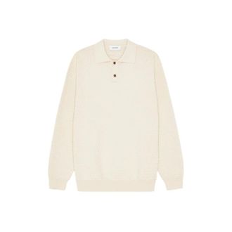 Les Deux Billy Weave Knitted LS Polo - Heren - Tops - Wit - Maat: S Katoen