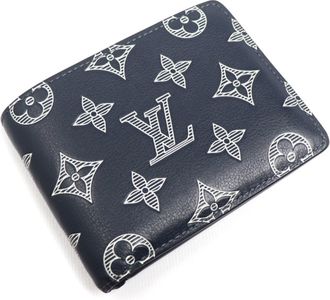 Louis Vuitton Navy Monogram Shadow Wallet (Bi-Fold) (Pre-Owned)