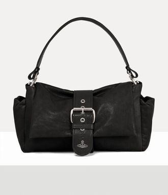 Vivienne Westwood Hazel XL Treasure Handbag Supple Leather Black-dark-silver