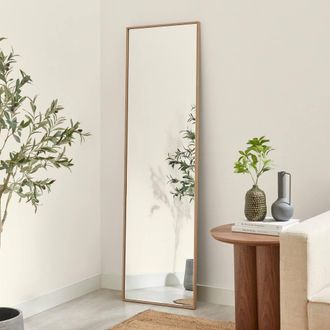 Furniturebox Inga Oak Wood Full Length Rectangle 170x50cm Wall Mirror in Light Brown | Size: 170x50 cm