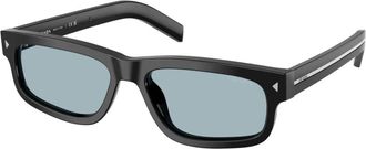 Prada Vintage Blauwe Zonnebril Rechthoekig Zwart - Heren - Zonnebrillen - Zwart - 57 MM - Accessoires