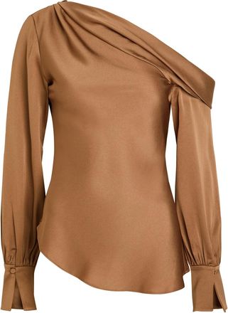 SIMKHAI Alice Draped Satin top - Brown - XL (UK16 / XL)