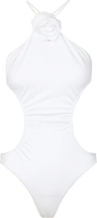 Philosophy di Lorenzo Serafini Witte Lycra Top met Roze Hals - Dames - Badpakken - Wit - M - Badmode