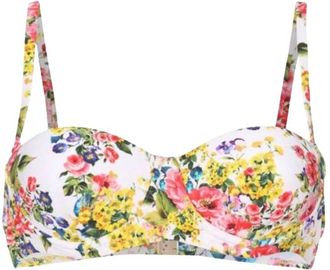 Dolce & Gabbana White Floral Bikini Top Size L
