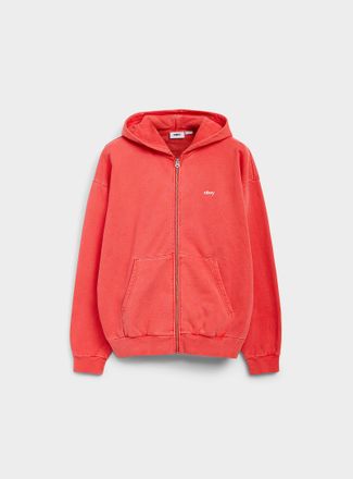 Obey Mens Lowercase logo faded zip-up hoodie