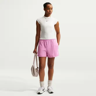 Nike Womens Nike Sportswear Chill Terry Mid-Rise French Terry Shorts in Purple | II3980-503