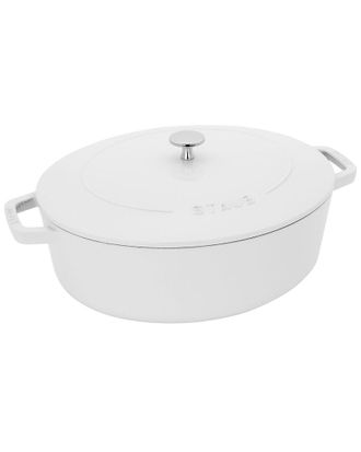 Staub Cast Iron 6.25Qt White Shallow Oval Dutch Oven