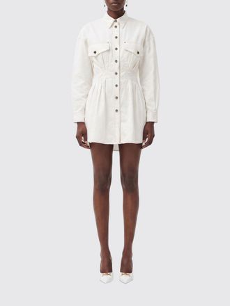 Versace Slim Fit Cotton Poplin Mini Shirtdress with Patch Pockets