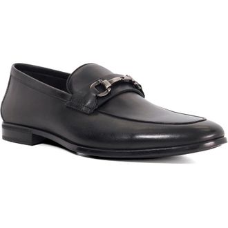 Dune London Seymore Leather Mens Black Slip-On Shoes - Size UK 11