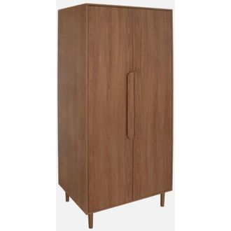 Sweeek Armario Vestidor Con Efecto Madera, 2 Puertas Y Barra Para Colgar