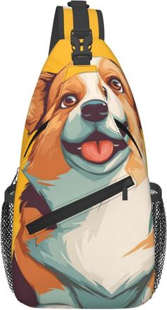 Generic Cute Corgi Dog Sling Bag Anti Theft Crossbody Bag Lightweight Crossbody Bags For Casual Women Camping