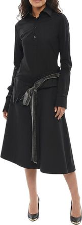 Maison Margiela Black Shirt Collar Midi Dress