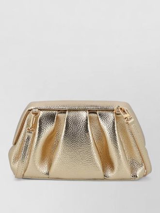 Themoir&egrave; clutch bag structured shape metallic finish pleated