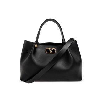 Valentino Garavani Leren Logo Tas - Dames - Handtassen - Zwart - ONE Size - Leer - Tassen