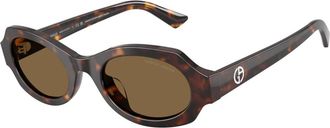Giorgio Armani Ovale Zonnebril - Dames - Zonnebrillen - Bruin - 49 MM - Accessoires