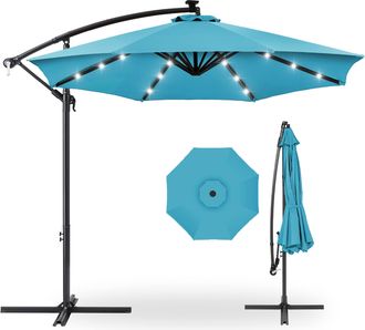 Best Choice Products 10ft Solar LED Offset Hanging Outdoor Market Patio Umbrella w/ Adjustable Tilt