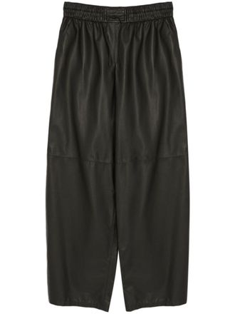 Yves Salomon leather wide-leg trousers - Black