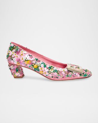 Roger Vivier Belle Vivier Sequin Satin Pumps
