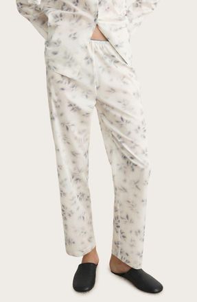 Mango Watercolor Print Cotton Pajama Pants in Ink Blue at Nordstrom, Size Medium