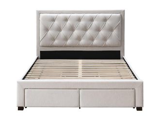 VENTE-UNIQUE.COM Base de cama tela beige