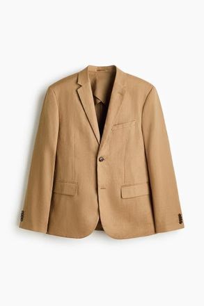H&M Slim Fit Linen Jacket in Beige at Nordstrom, Size 42