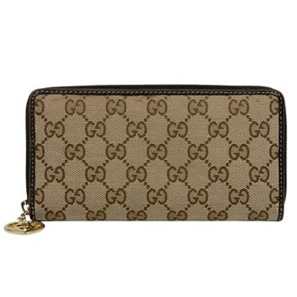 Gucci Brown Gg Canvas Leather Long Wallet (Bi-Fold) (Pre-Owned)