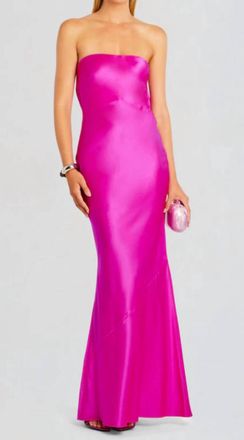 Retrof&ecirc;te Keaton Silk Maxi Dress In Neon Pink