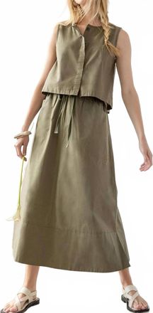 Lilla P Hidden Placket Top In Kelp