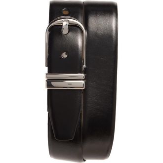 Nordstrom Leather Belt in Black- Silver at Nordstrom, Size Medium