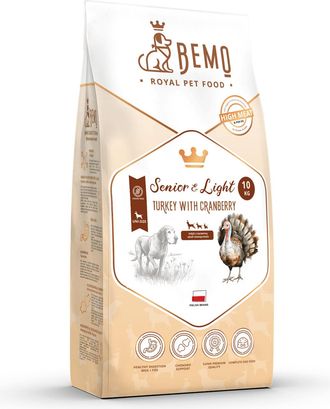 OEM Bemo Senior & Light - Alimento Seco Para Perros Mayores Y Con Sobrepeso - Pavo Con Ar&aacute;ndanos Rojos 10 Kg