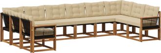 vidaXL Conjunto De Sof&aacute;s De Exterior 10 Uds. Natural Y Beige Vidaxl