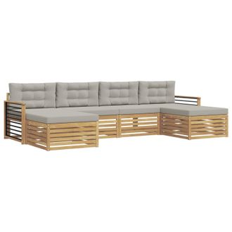 vidaXL Juegos De Sof&aacute;s Con Coj&iacute;n 6 Pcs Blanco Y Gris Claro Vidaxl