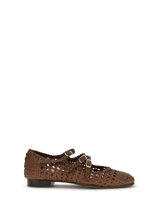 Carel Woven Calf Leather Ballerina Flat - Cognac