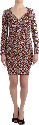 Gianfranco Ferre Womens Geometric Print Mini Dress Long Sleeves Vneck - Brown viscose - Size EU 40 (Womens)