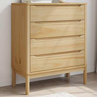 vidaXL C&oacute;moda Cajonera Floro Madera Maciza De Pino Marr&oacute;n Cera Vidaxl