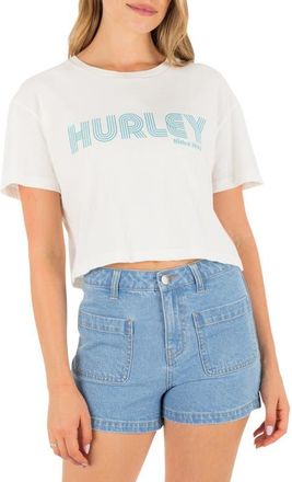 Hurley Rollers Boxy Crop Cotton Graphic T-Shirt in Tofu at Nordstrom, Size X-Small