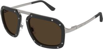 Cartier Ct 0573S 003 Zonnebril - Heren - Zonnebrillen - Grijs - 55 MM - Accessoires