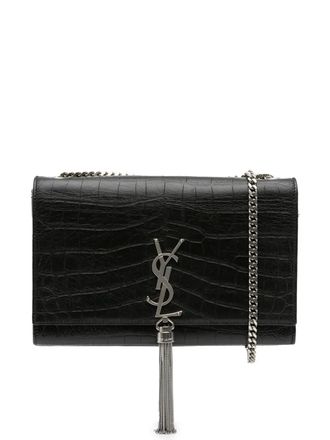 Saint Laurent 2016 medium Kate leren crossbodytas met krokodillen-reliëf en kwastje - Zwart