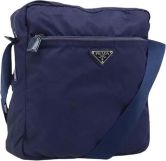Prada Pre-owned Cross Body Bags, female, Blue, Size: ONE SIZE Pre-owned Nylon Shoulder Bag