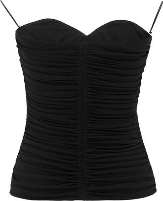 Saint Laurent Ruched Strapless Tank Top - Black