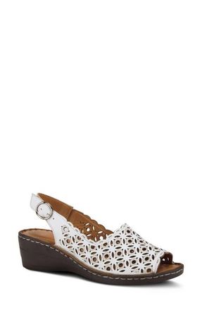 Spring Step Belizana Wedge Sandal in White Leather at Nordstrom, Size 5.5-6Us
